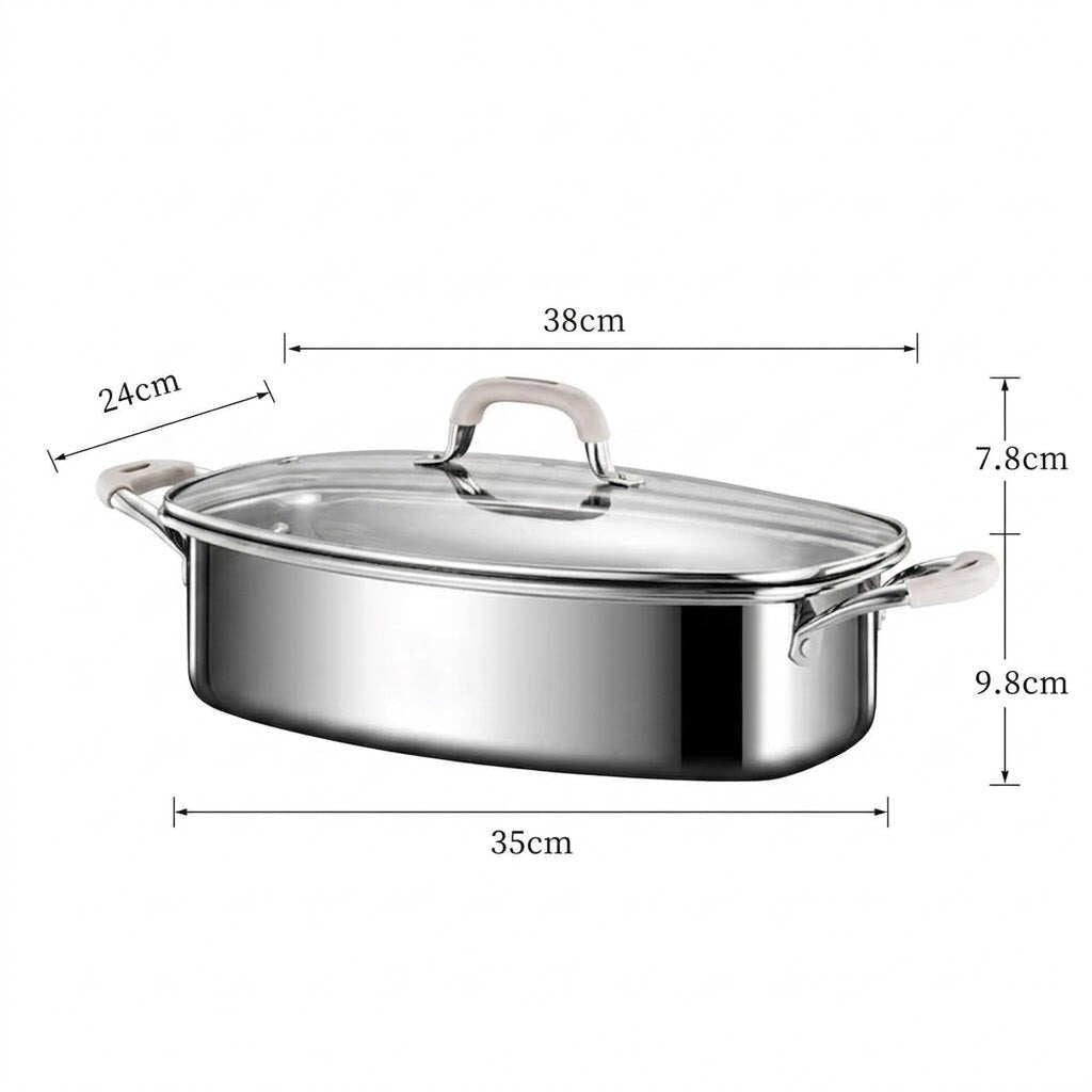Premium Stainless Steel Food Steaming Pan