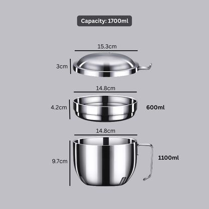 Multipurpose Stainless Steel Cooking Bowl with Lid