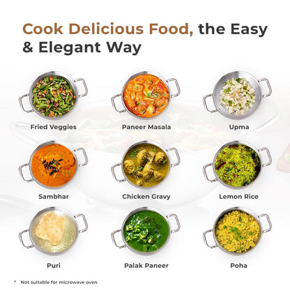 Premium Tri-Ply Stainless Steel Kadai With Lid(24cm)