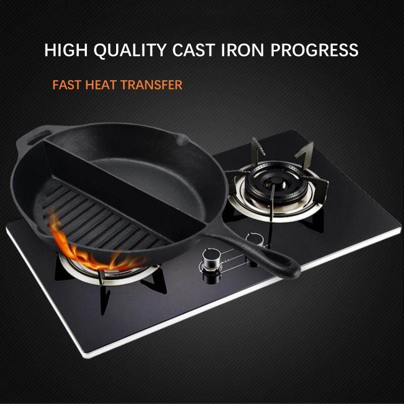 Multi-Purpose Cast Iron Flat & Grooved Cooking Pan(32cm)