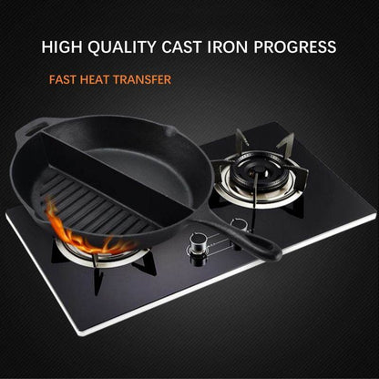 Multi-Purpose Cast Iron Flat & Grooved Cooking Pan(32cm)