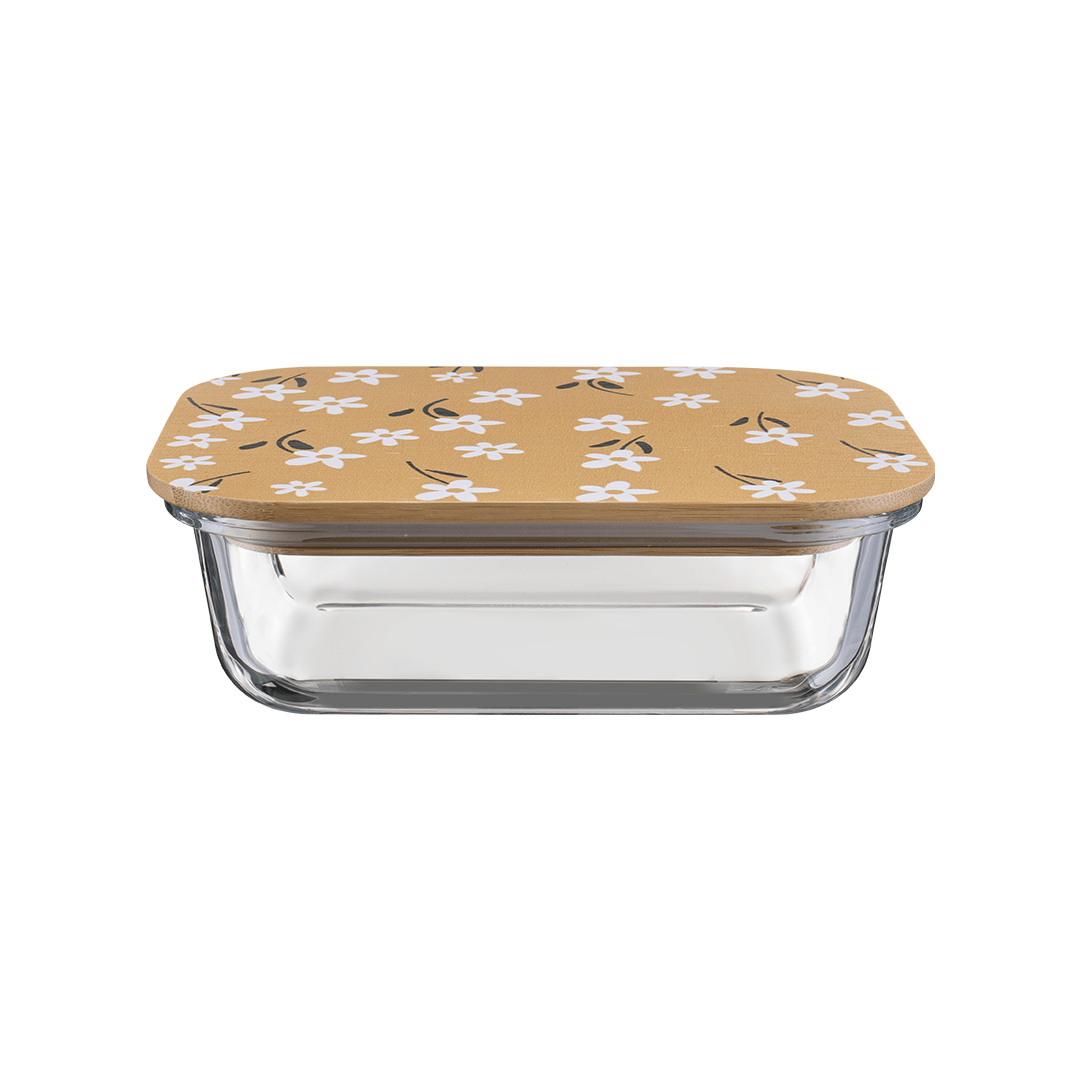 Premium Airtight Borosilicate Glass Food Container with Bamboo Lid(370ml)