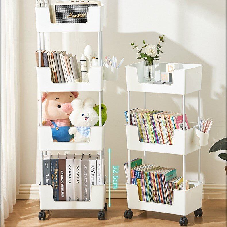 Multi-Layer Rolling Storage Trolley With Rotating Wheels