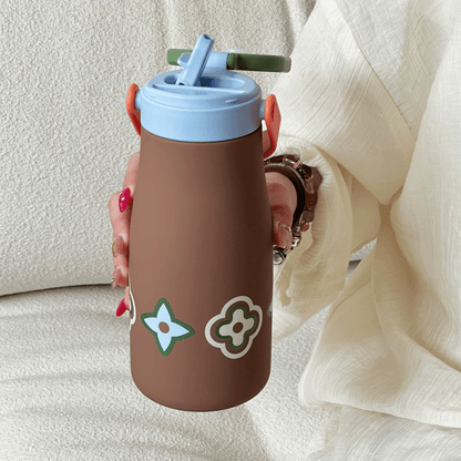 Portable Leakproof Stainless Steel Thermos Cup with Handle(600ml)
