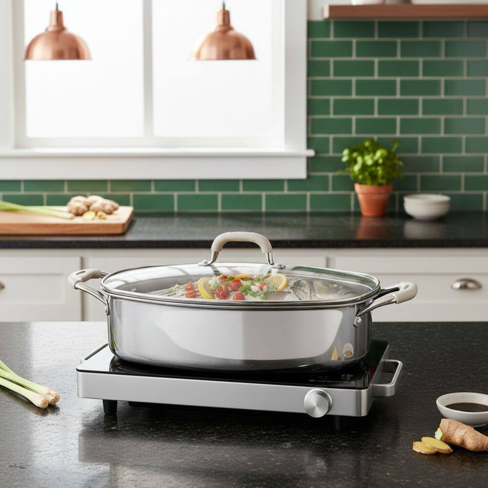 Premium Stainless Steel Food Steaming Pan