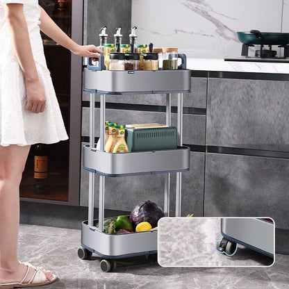 Slim 3-Tier Stainless Steel Storage Cart with Wheels