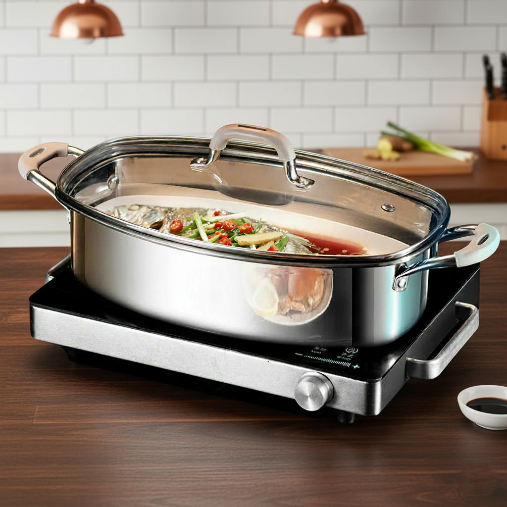 Premium Stainless Steel Food Steaming Pan