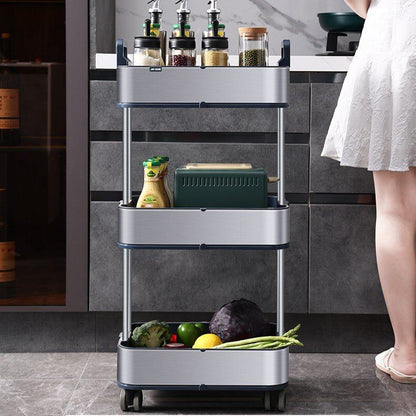Slim 3-Tier Stainless Steel Storage Cart with Wheels