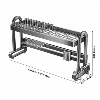 Clean Edge Stainless Steel Multi-Function Dish Rack Organizer