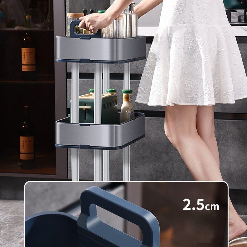 Slim 3-Tier Stainless Steel Storage Cart with Wheels