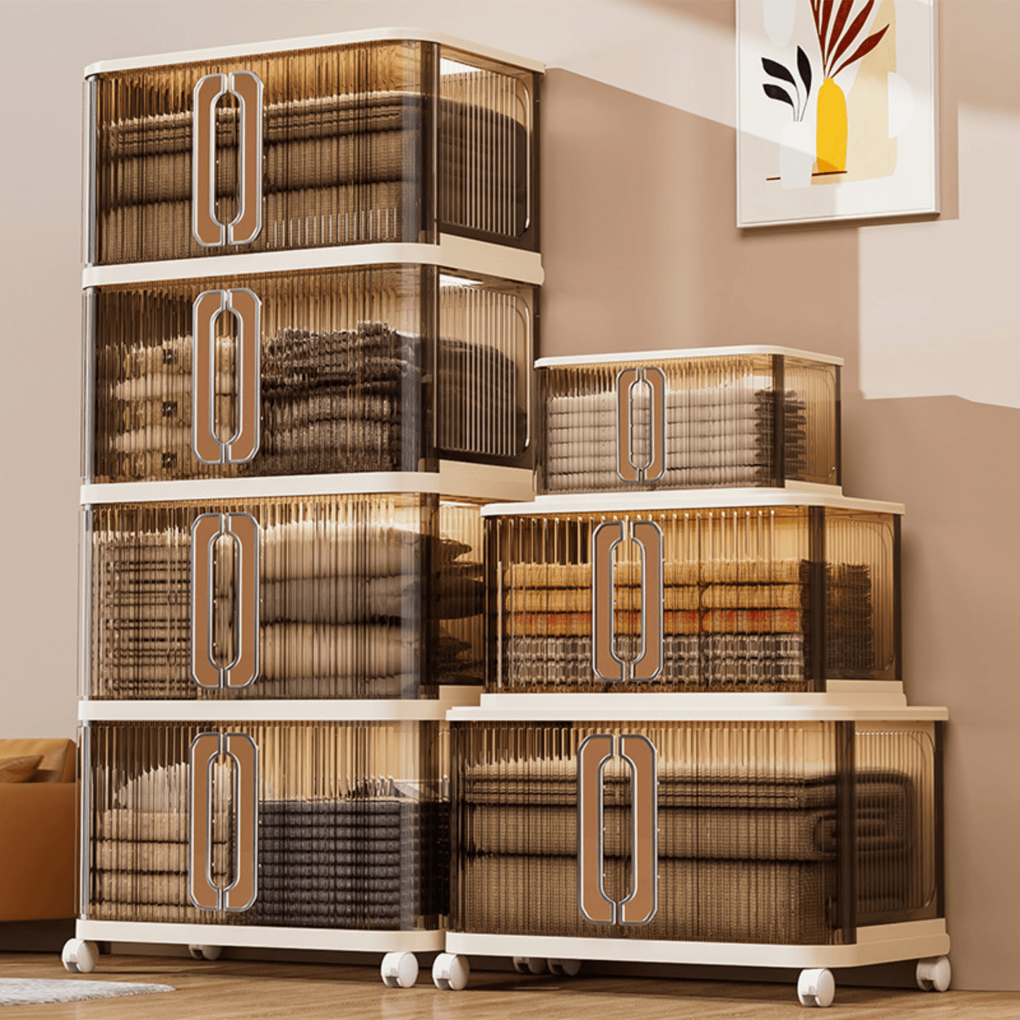 Multi-Purpose Plastic Large-Capacity Foldable Storage Cabinet with Double Doors