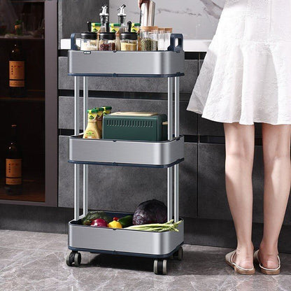 Slim 3-Tier Stainless Steel Storage Cart with Wheels