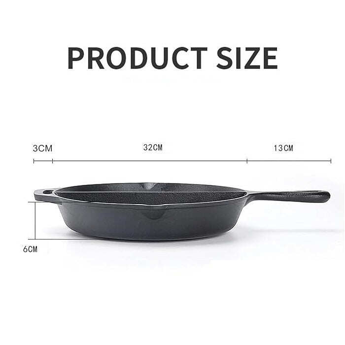 Multi-Purpose Cast Iron Flat & Grooved Cooking Pan(32cm)