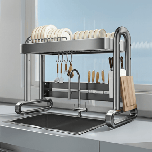 Clean Edge Stainless Steel Multi-Function Dish Rack Organizer