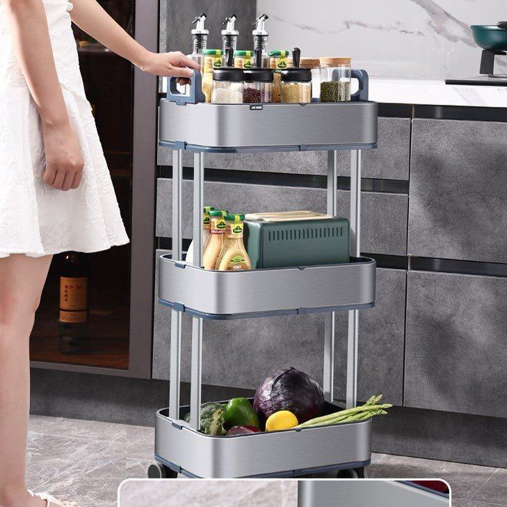 Slim 3-Tier Stainless Steel Storage Cart with Wheels