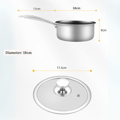 Multi-Purpose Stainless Steel Honeycomb Sauce Pan with Lid (18cm)