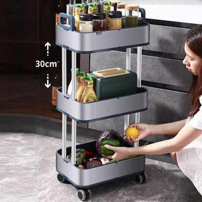 Slim 3-Tier Stainless Steel Storage Cart with Wheels