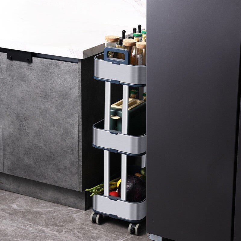 Slim 3-Tier Stainless Steel Storage Cart with Wheels
