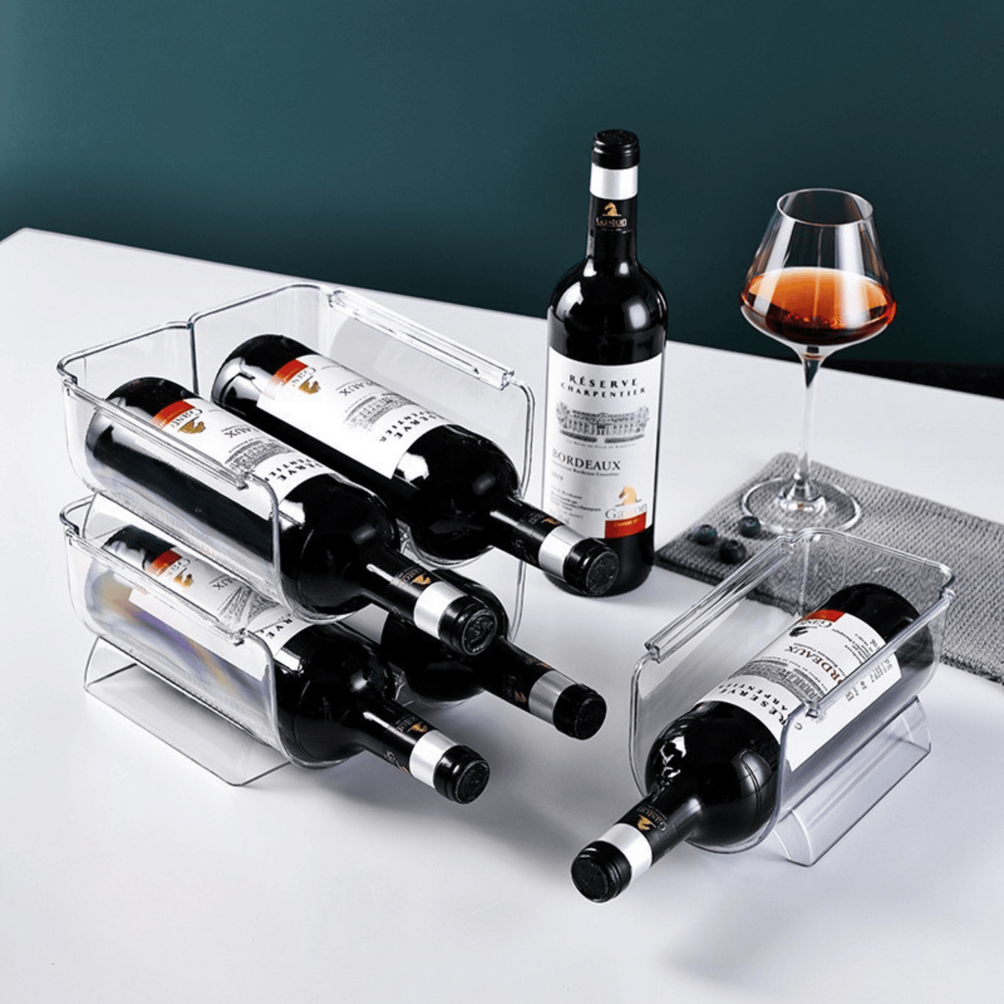 Stackable Water Bottle and Wine Rack Durable Transparent Organizer